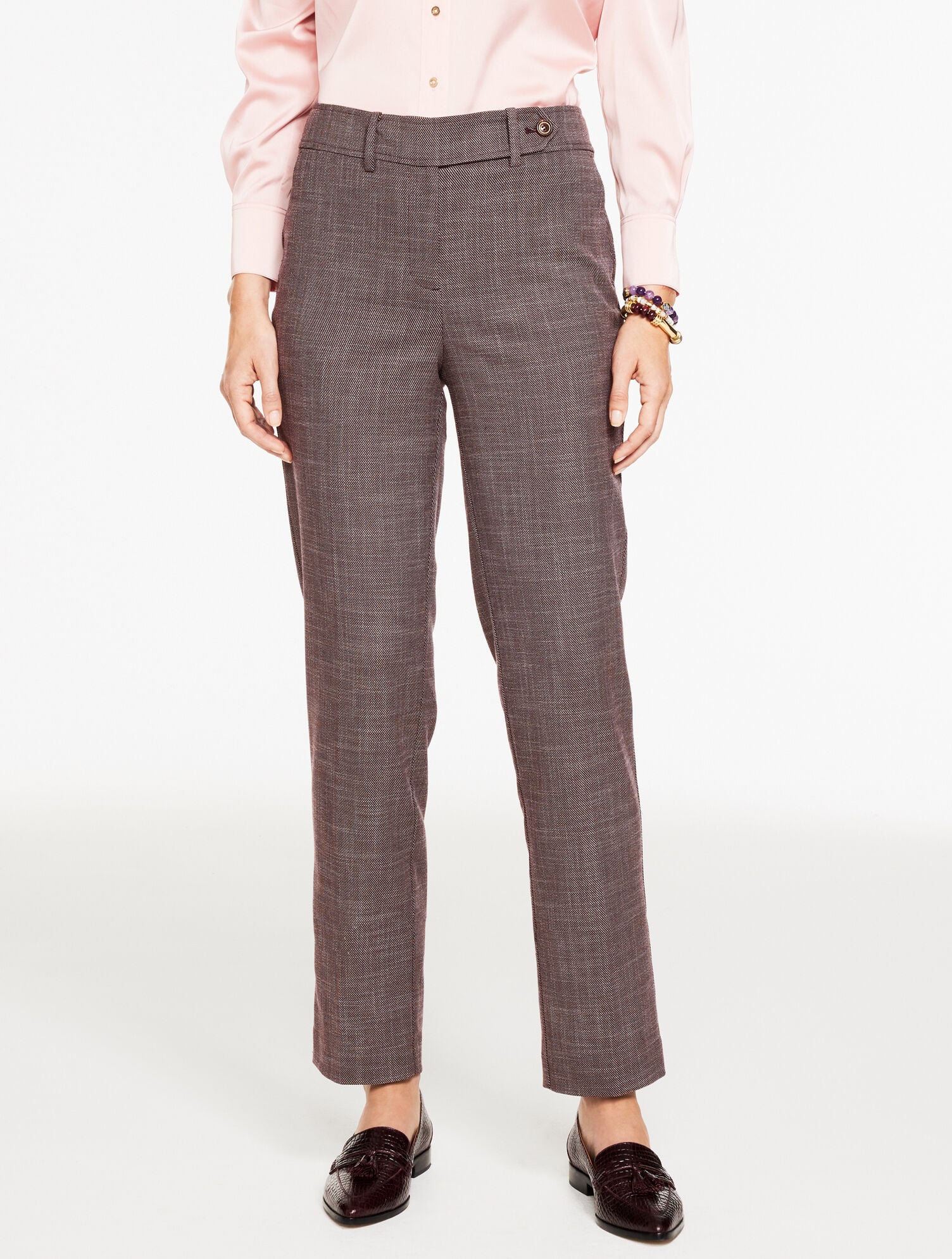 AUBERGINE CLASSIC STRAIGHT-LEG TWILL TROUSERS | Talbots online