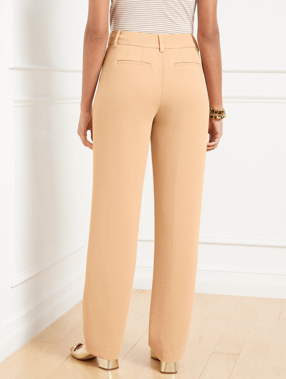 MOONLIGHT BLUE|REGENT TAUPE|SIERRA BROWN STRAIGHT LEG POLISHED CREPE PANTS | Talbots for sale