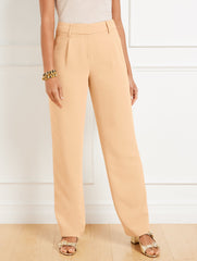 MOONLIGHT BLUE|REGENT TAUPE|SIERRA BROWN STRAIGHT LEG POLISHED CREPE PANTS | Talbots on sale