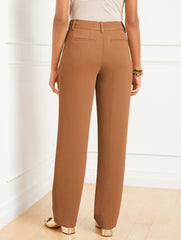 MOONLIGHT BLUE|REGENT TAUPE|SIERRA BROWN STRAIGHT LEG POLISHED CREPE PANTS | Talbots for sale