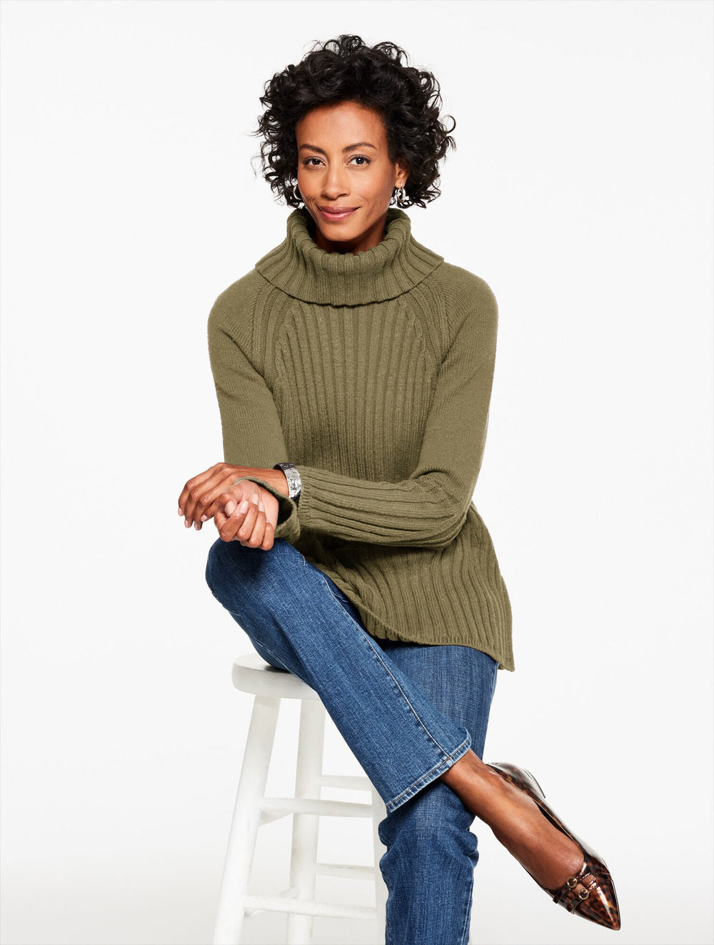 BLACK|BURNT OLIVE|EGGPLANT|IVORY TURTLENECK SWEATER | Talbots outlet