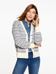 IVORY MULTI V-NECK CARDIGAN - BREEZY STRIPE | Talbots outlet
