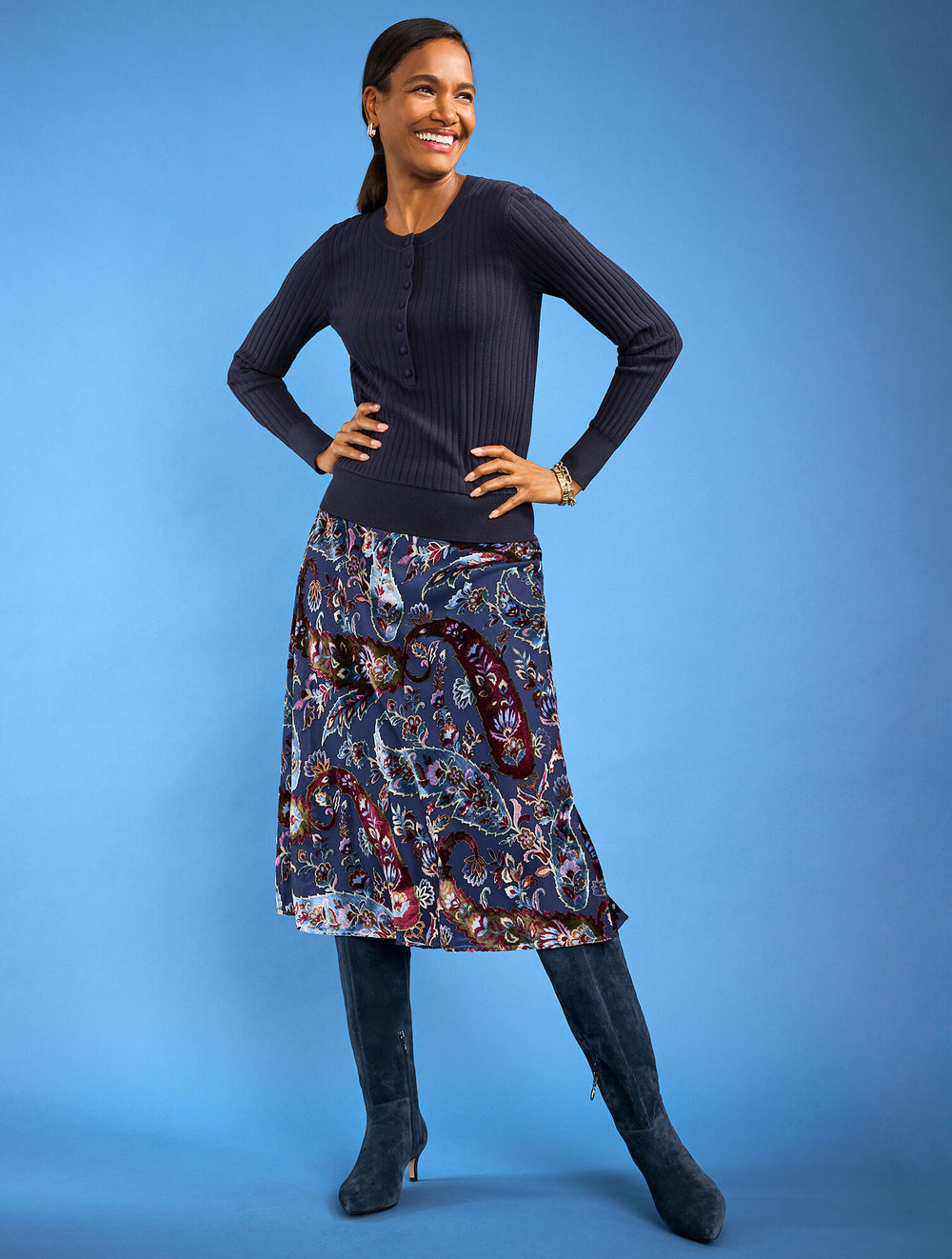 INDIGO|MOONLIGHT BLUE|PINK LAVENDER RIBBED HENLEY PULLOVER | Talbots on sale