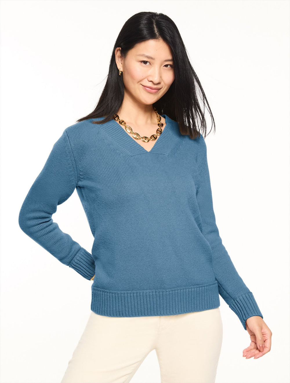 BRIGHT APPLE|IVORY|MAUVE GLOW|MOONLIGHT BLUE|PINE GROVE|RICH BURGUNDY|TOASTED COCONUT V-NECK SWEATER | Talbots discount