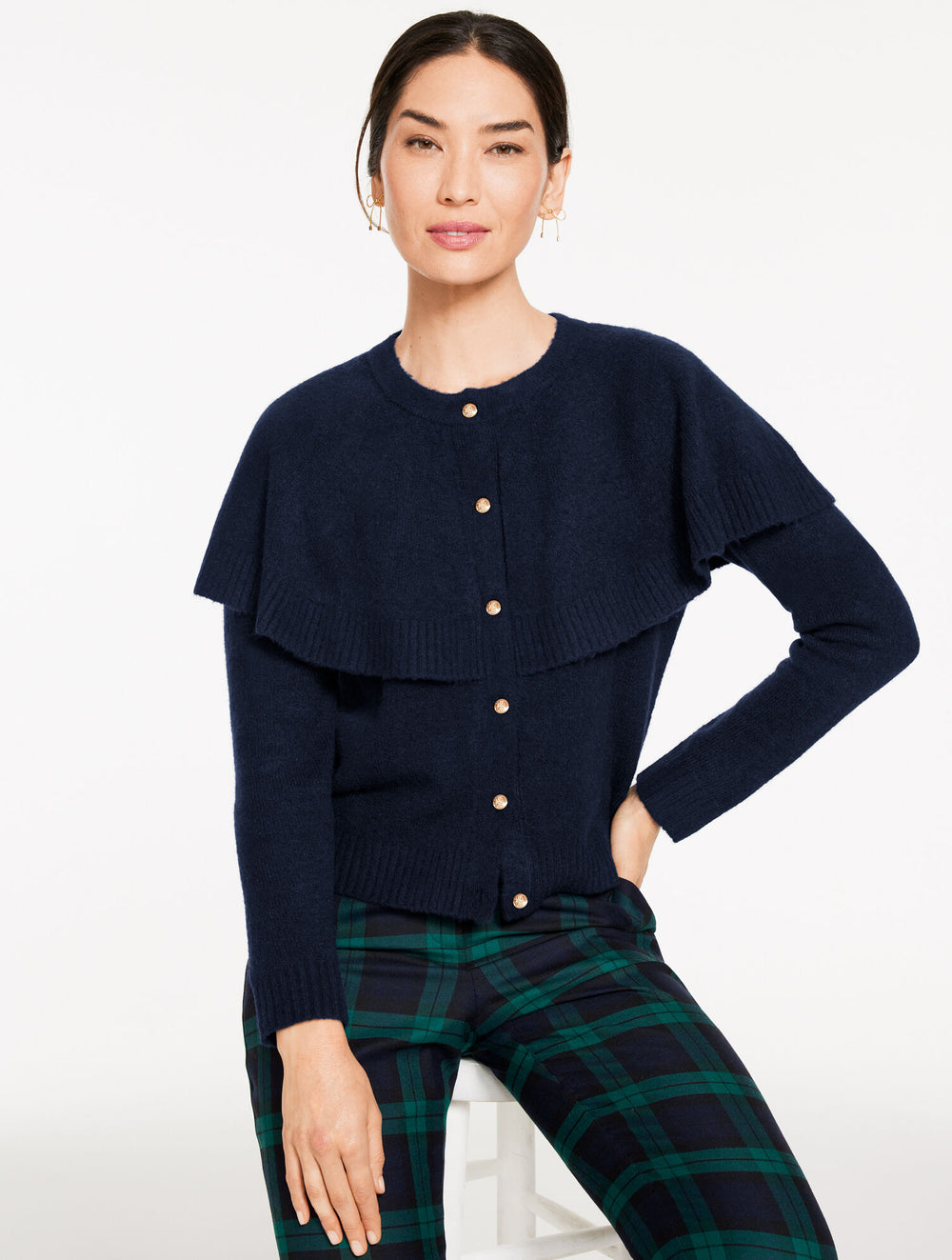 INDIGO|IVORY CAPE CARDIGAN | Talbots outlet