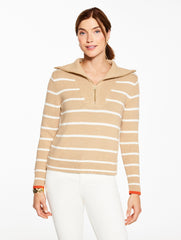 TOASTED COCONUT MULTI HALF-ZIP SWEATER - MARL STRIPE | Talbots online