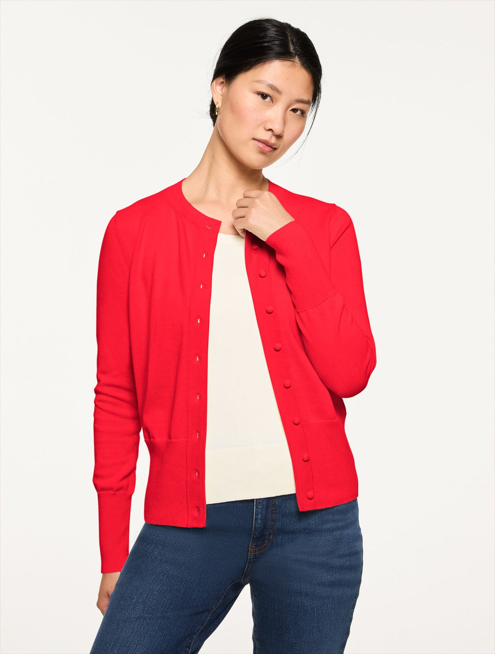 BLACK|BRIGHT APPLE|IVORY|NAVY DUSK|PETUNIA PINK|PRETTY PLUM MODERN CLASSIC CARDIGAN | Talbots US