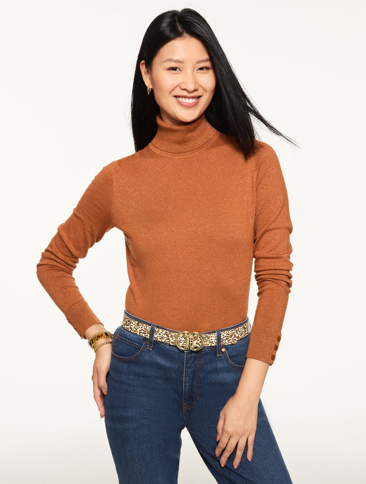 ACORN BROWN|GREY SKY HEATHER|TOASTED COCONUT/GOLD PERFECT METALLIC TURTLENECK | Talbots online