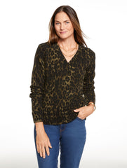 BURNT OLIVE/BLACK V-NECK SWEATER - OPULENT OCELOT | Talbots on sale
