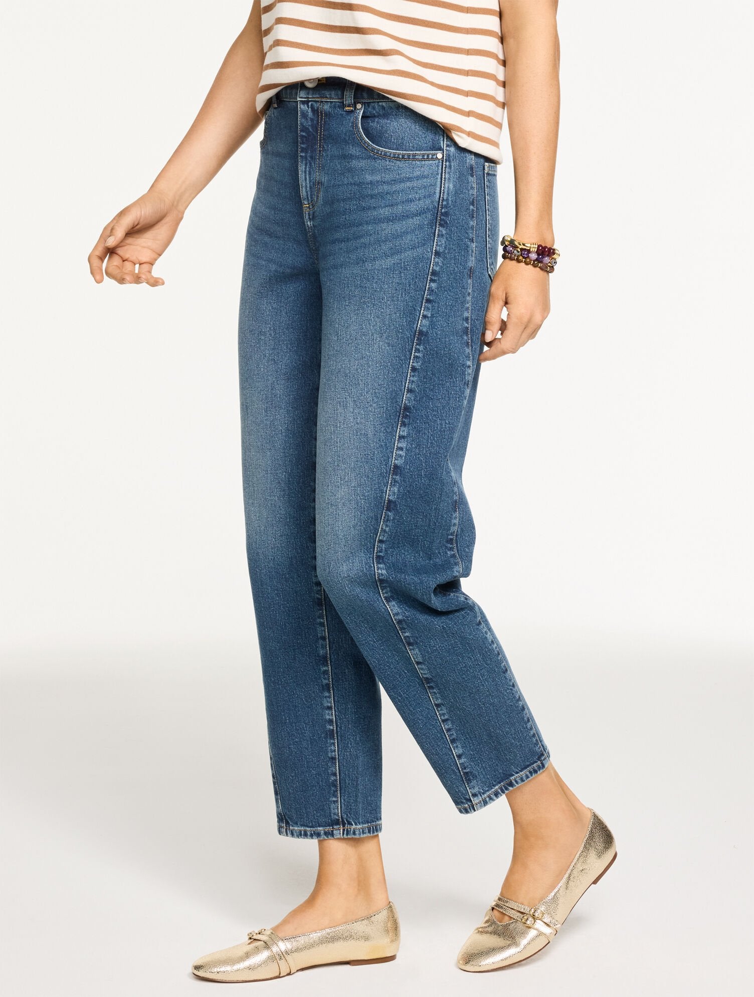 IRVING WASH RELAXED TAPERED BARREL LEG JEANS - IRVING WASH | Talbots online