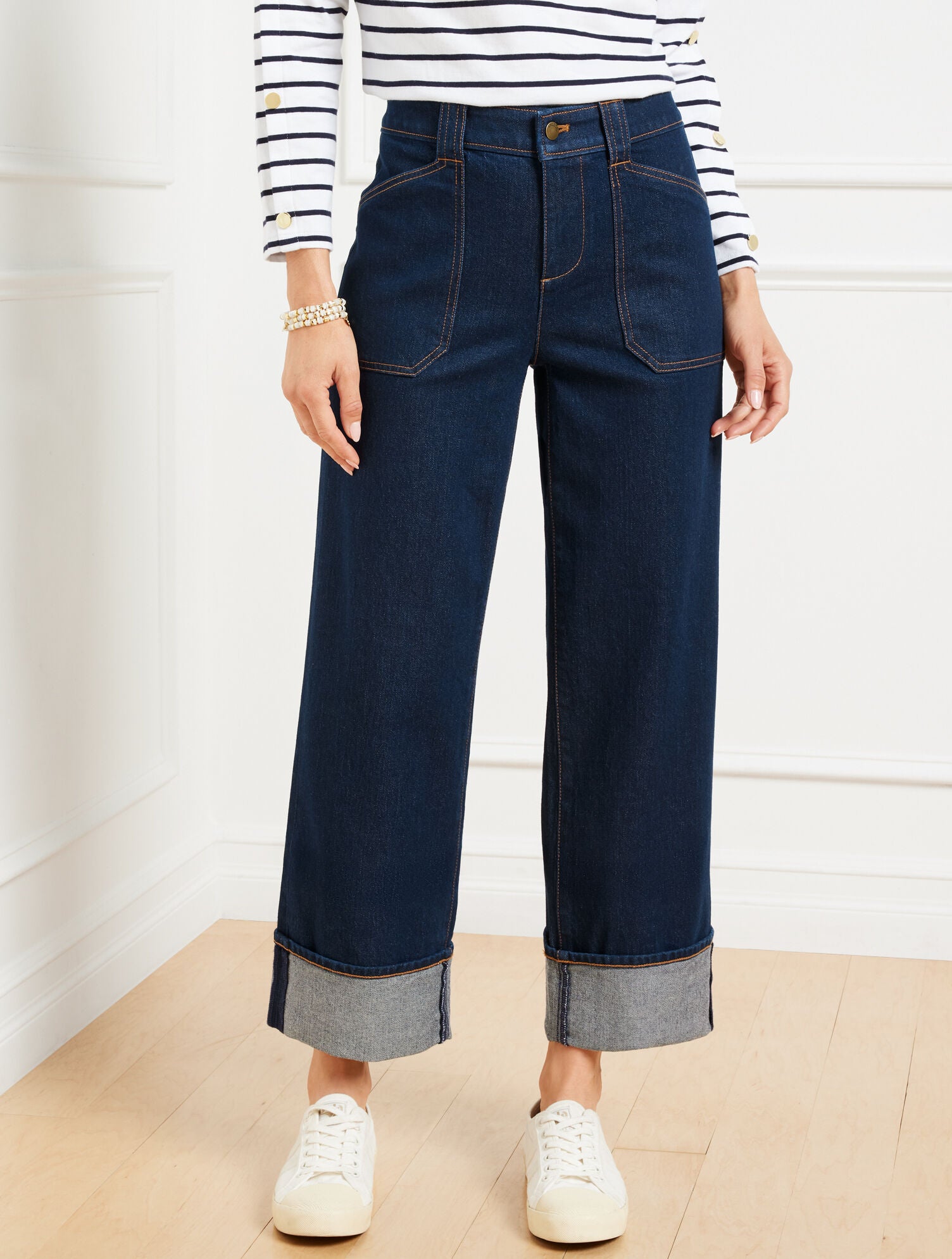WARREN WASH STRAIGHT ANKLE CUFF JEANS - WARREN WASH | Talbots on sale