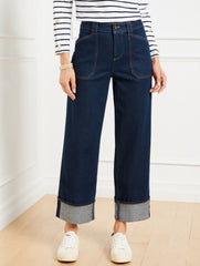 WARREN WASH STRAIGHT ANKLE CUFF JEANS - WARREN WASH | Talbots on sale