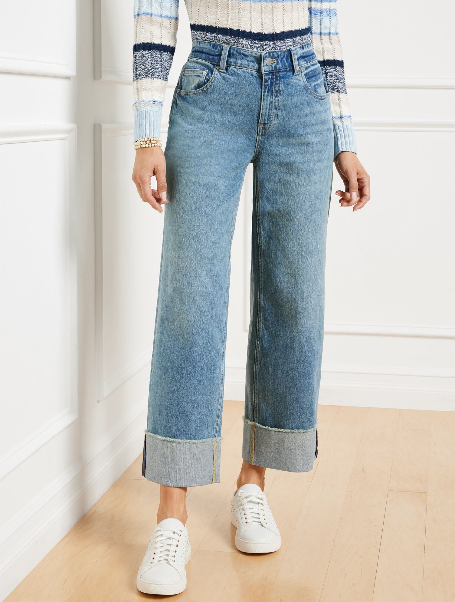 DOWNING WASH STRAIGHT ANKLE CUFF JEANS - DOWNING WASH | Talbots US