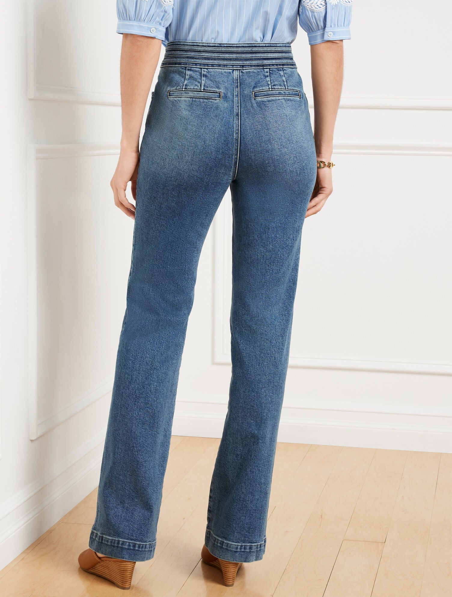 MELODY WASH FLARE LEG BANDED WAIST JEANS - MELODY WASH | Talbots for sale