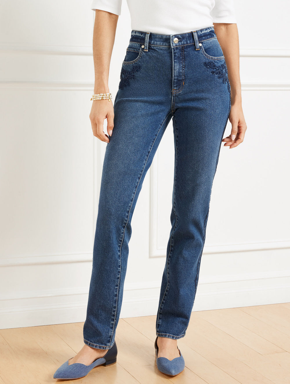 IVY WASH STRAIGHT LEG JEANS - IVY EMBROIDERY WASH | Talbots near me