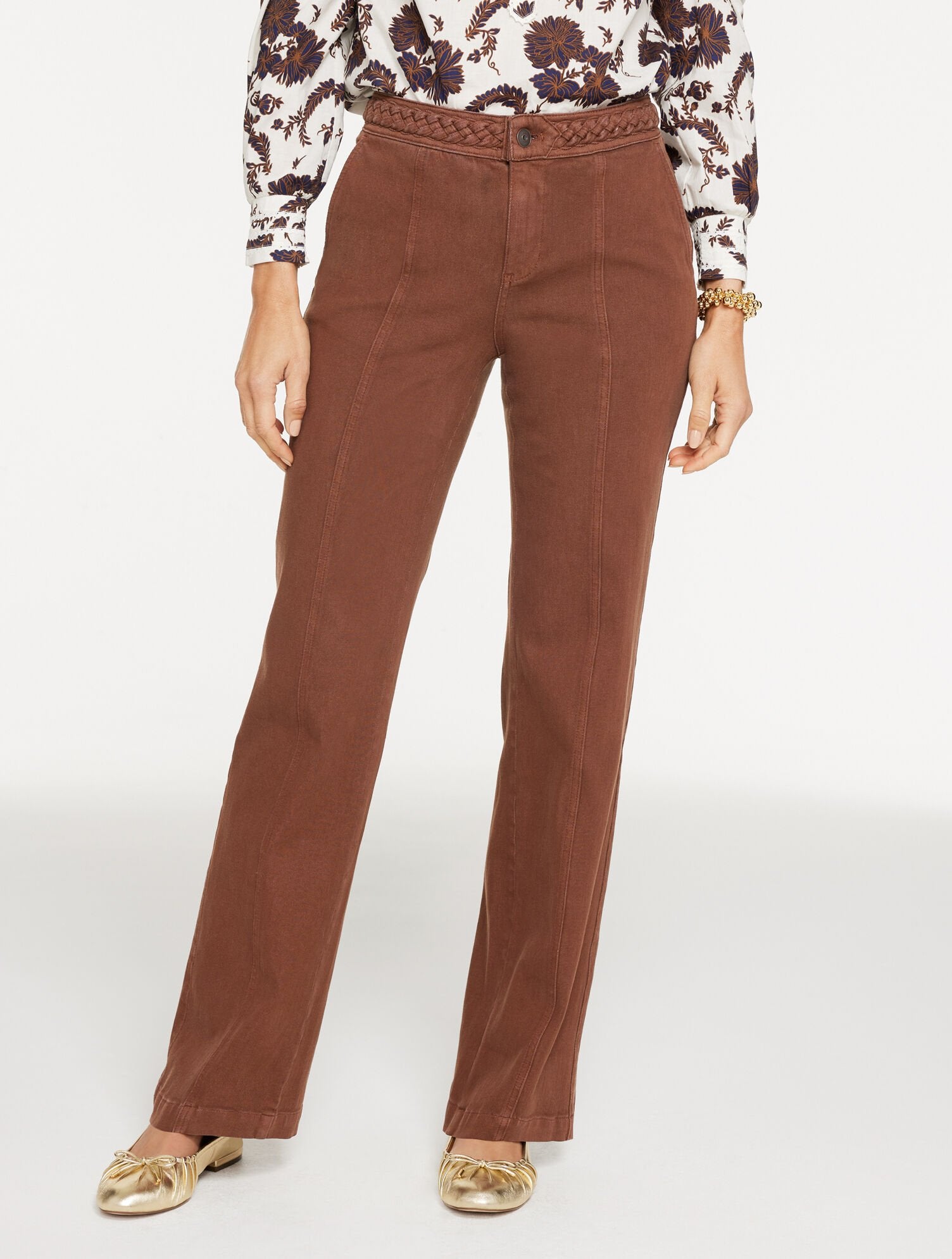 DARK WALNUT CLASSIC JEAN TROUSERS - BRAIDED WAIST | Talbots US