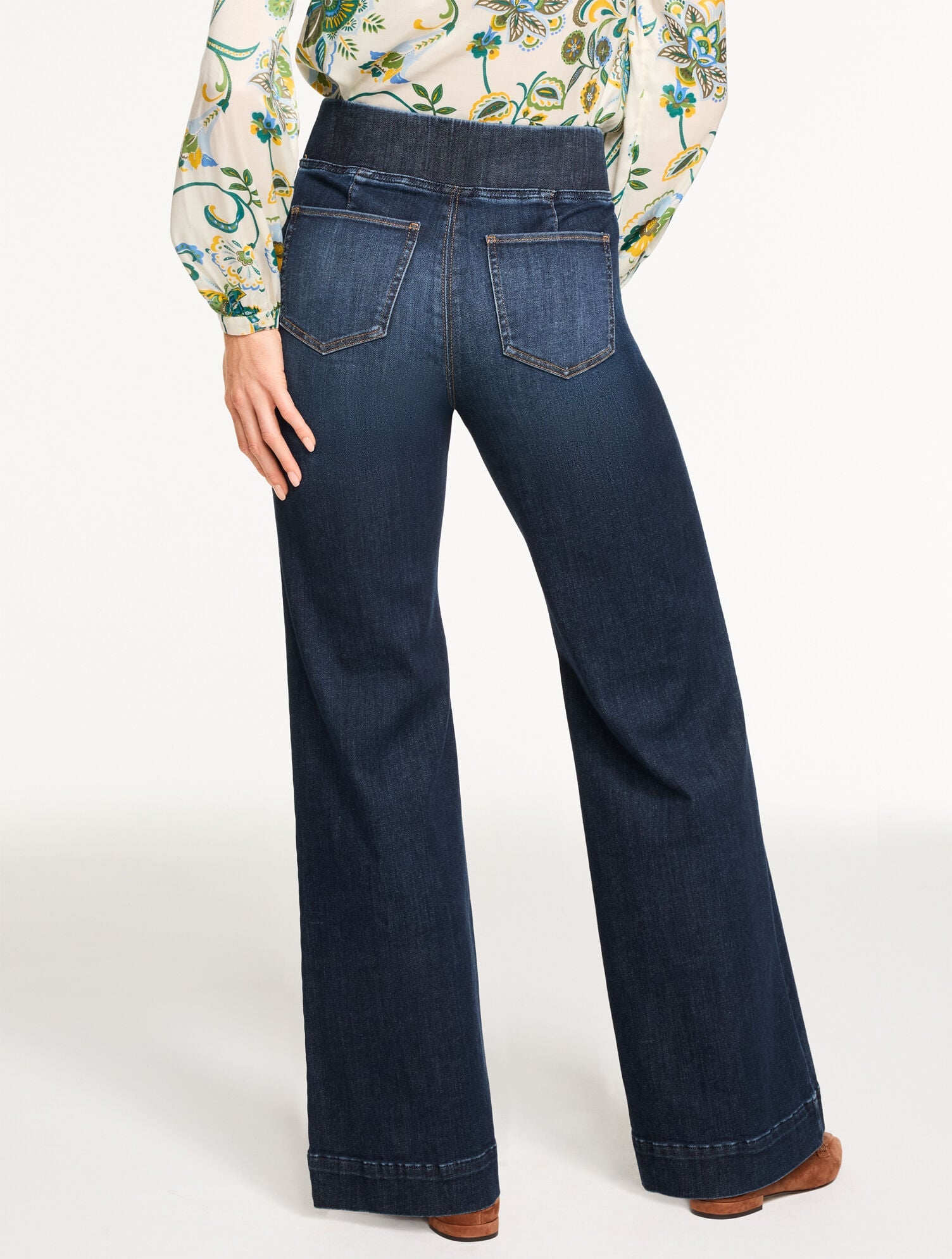 BEEKMAN WASH FLARE LEG PULL-ON TRAVEL JEANS - BEEKMAN WASH | Talbots discount