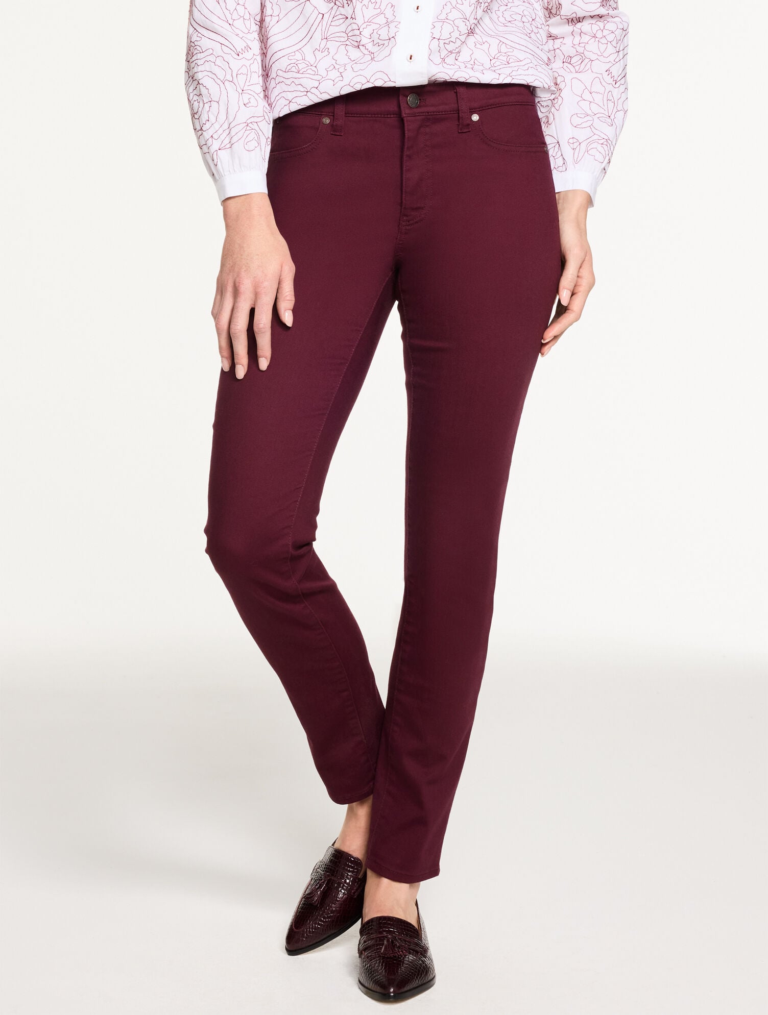 RICH BURGUNDY SLIM ANKLE JEANS - SOLIDS | Talbots on sale