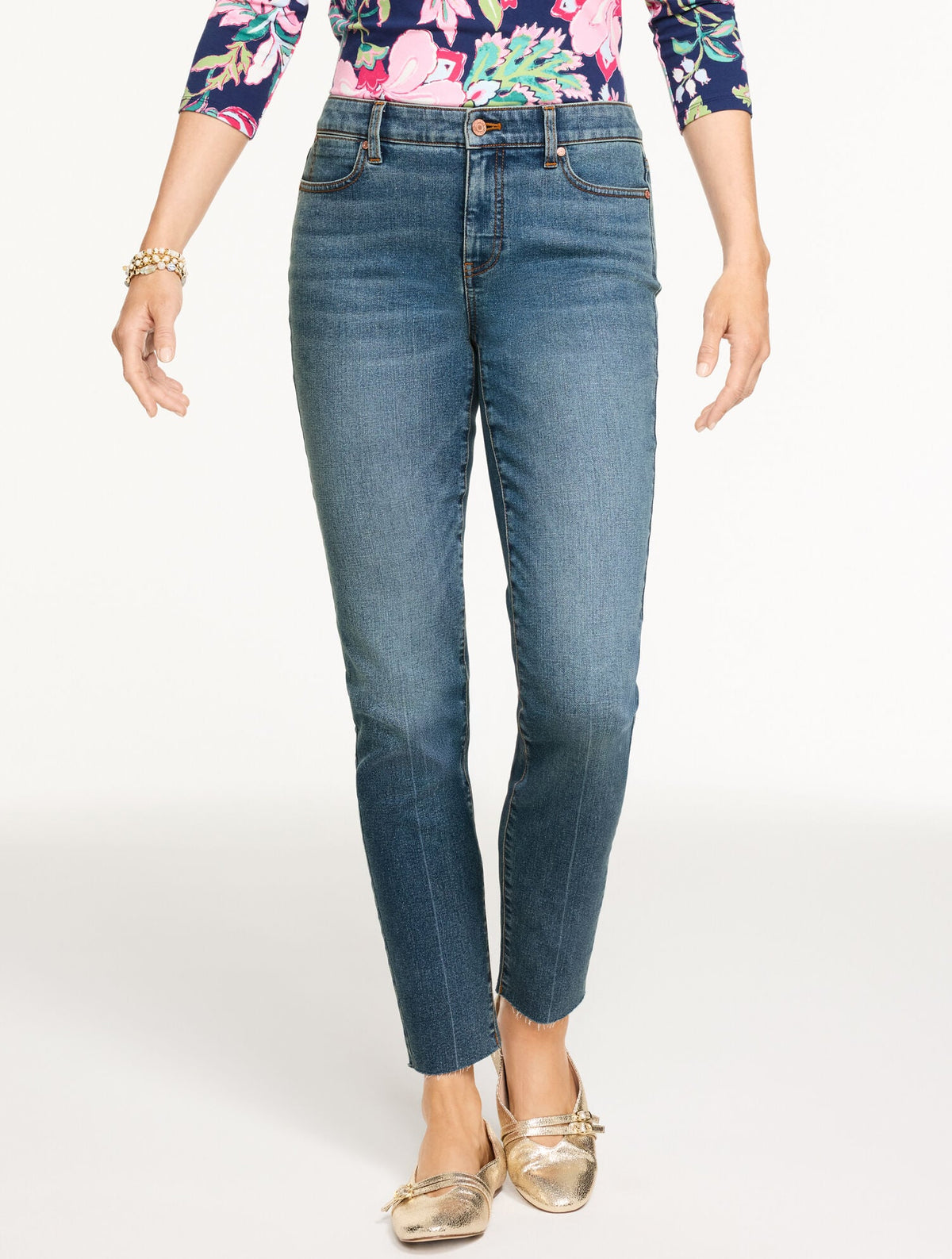 ROSLYN WASH SLIM ANKLE RAW HEM JEANS - ROSLYN WASH - CURVY FIT | Talbots online