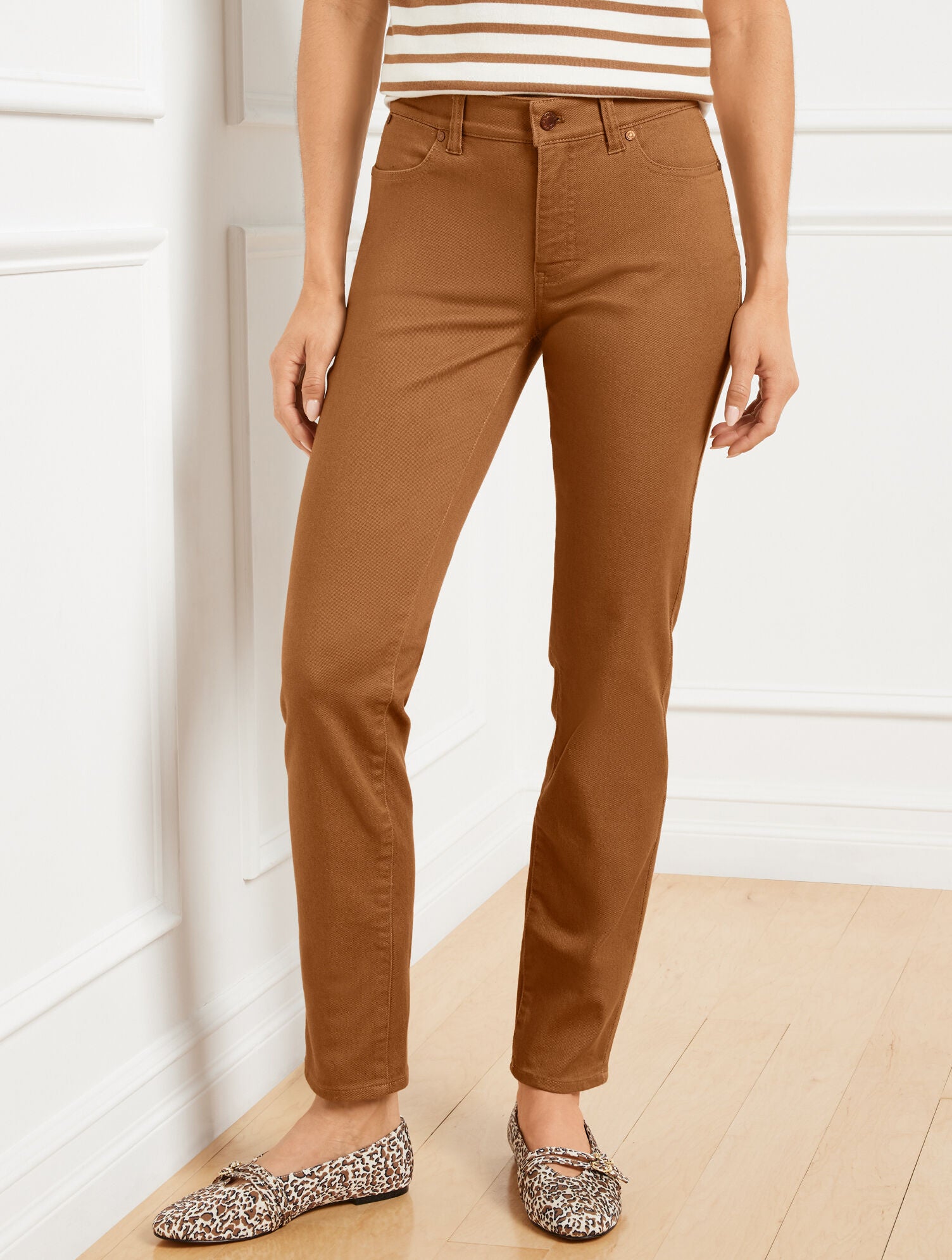 BLUEBERRY|SIERRA BROWN SLIM ANKLE JEANS - PIECE DYED - CURVY FIT | Talbots sale