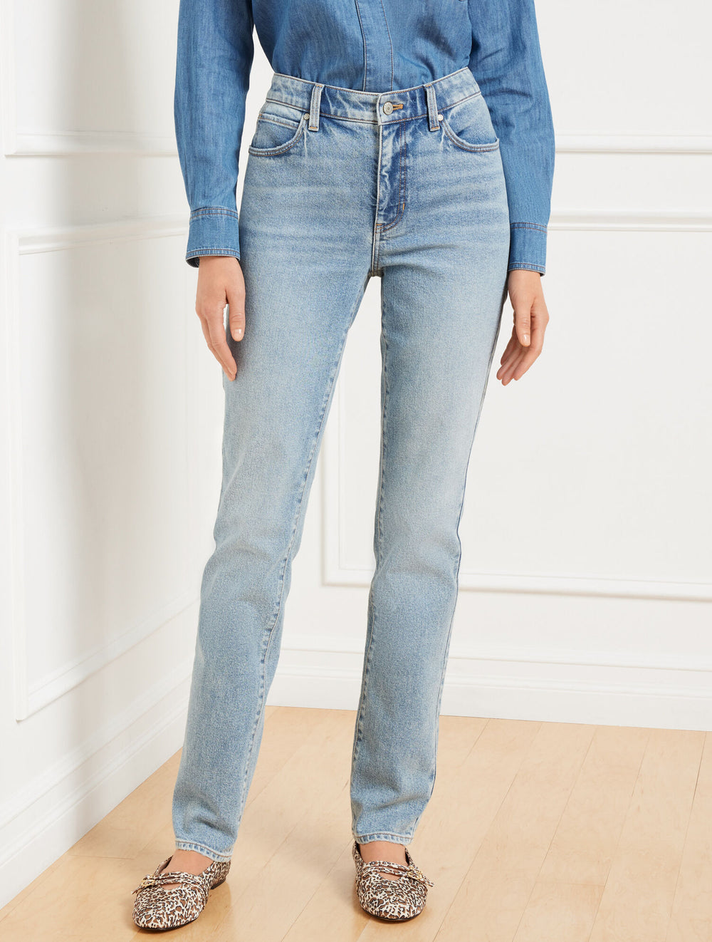 GLENDALE WASH STRAIGHT LEG JEANS - GLENDALE WASH - CURVY FIT | Talbots on sale