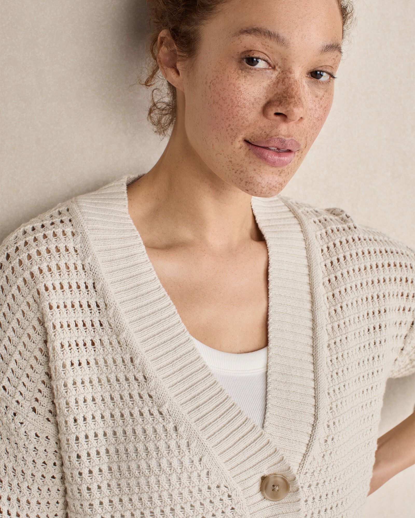 DRIED MOSS|FULL MOON ORGANIC COTTON OPEN STITCH CARDIGAN | Talbots online