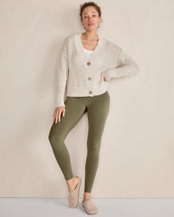 DRIED MOSS|FULL MOON ORGANIC COTTON OPEN STITCH CARDIGAN | Talbots online