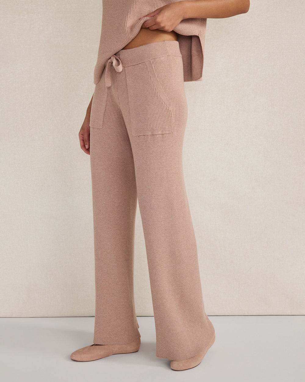 COLORADO CLAY HTHR ORGANIC COTTON CASHMERE WIDE LEG PANTS | Talbots sale