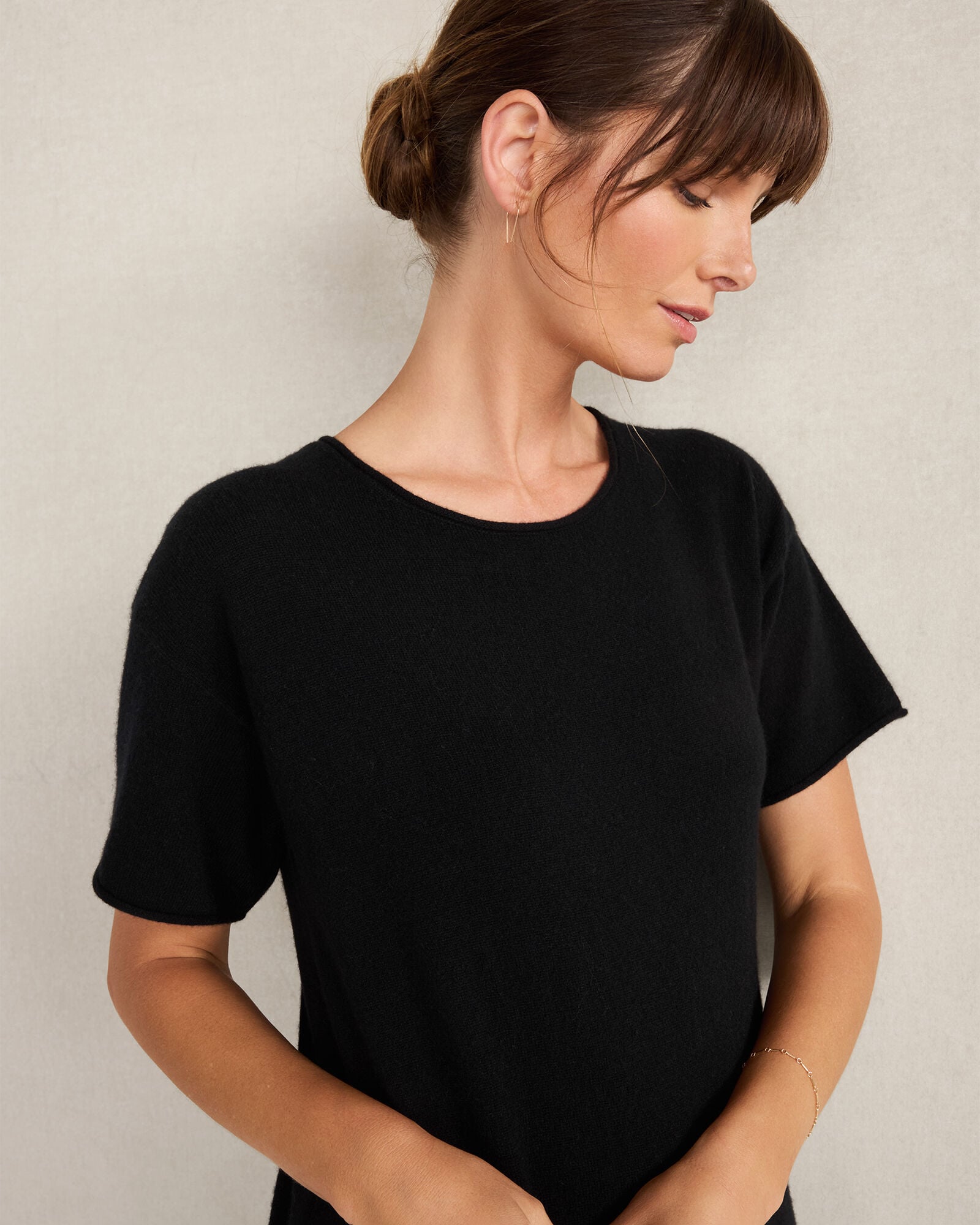 BLACK|DRIFTWOOD HTHR CASHMERE T-SHIRT DRESS | Talbots discount