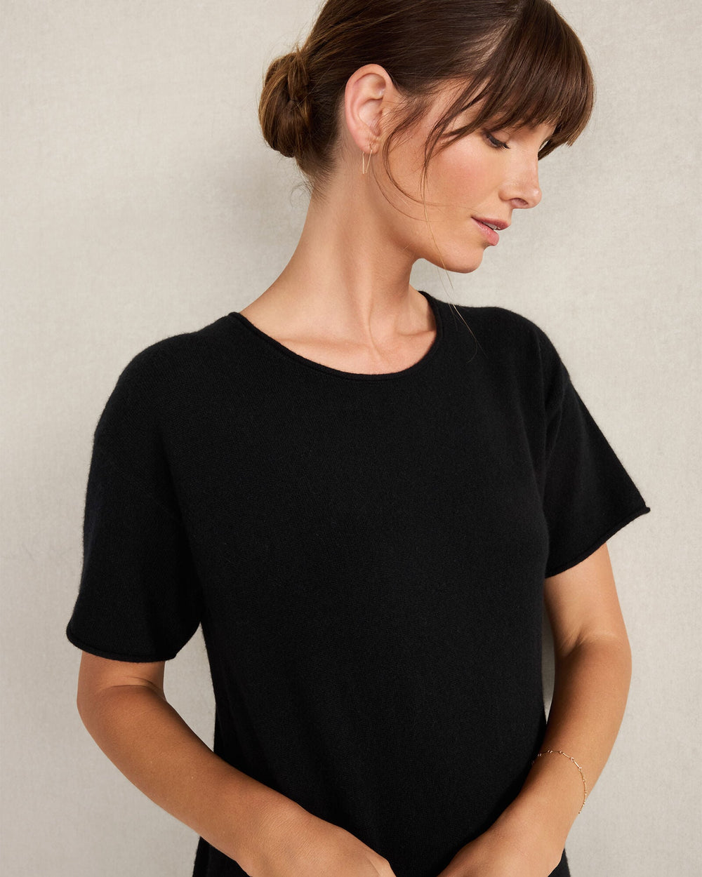 BLACK|DRIFTWOOD HTHR CASHMERE T-SHIRT DRESS | Talbots near me