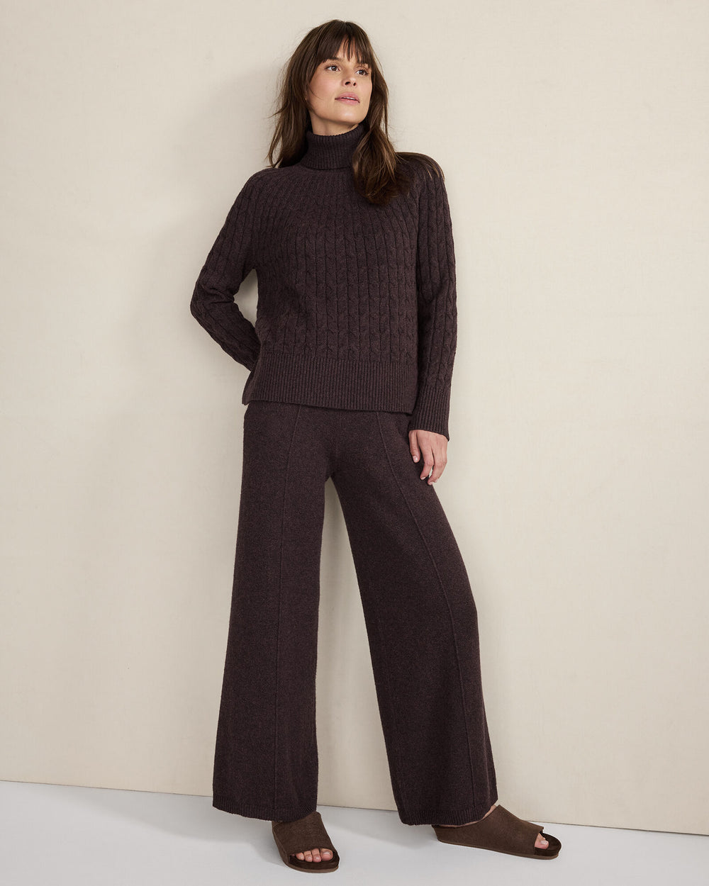 BLACKCURRANT HTHR|PIGNOLI HTHR ORGANIC COTTON BLEND GRADIENT CABLE SWEATER | Talbots discount