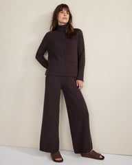 BLACKCURRANT HTHR|PIGNOLI HTHR ORGANIC COTTON BLEND GRADIENT CABLE SWEATER | Talbots discount