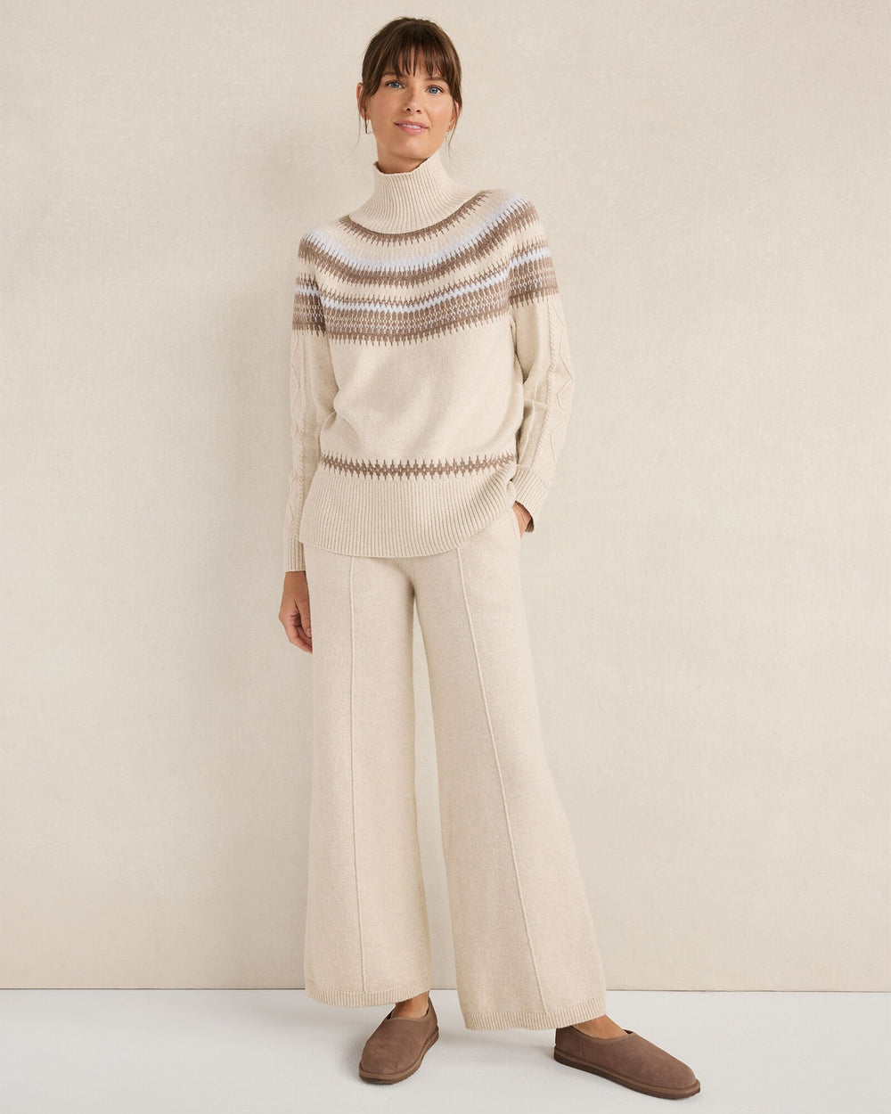 BLACKCURRANT HTHR|CHANTRELLE|PIGNOLI HTHR ORGANIC COTTON BLEND PINTUCK WIDE LEG PANTS | Talbots for sale