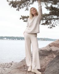 BLACKCURRANT HTHR|CHANTRELLE|PIGNOLI HTHR ORGANIC COTTON BLEND PINTUCK WIDE LEG PANTS | Talbots for sale
