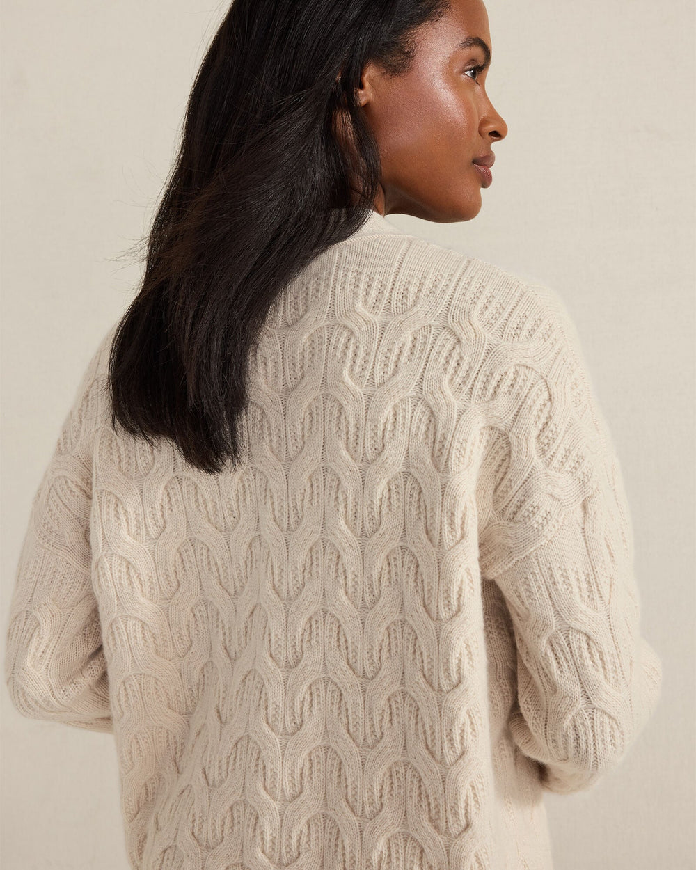 BLACKCURRANT HTHR|DRIFTWOOD HTHR|TWILIGHT|WHITE SAND CASHMERE CABLE CARDIGAN | Talbots near me