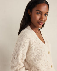 BLACKCURRANT HTHR|DRIFTWOOD HTHR|TWILIGHT|WHITE SAND CASHMERE CABLE CARDIGAN | Talbots near me