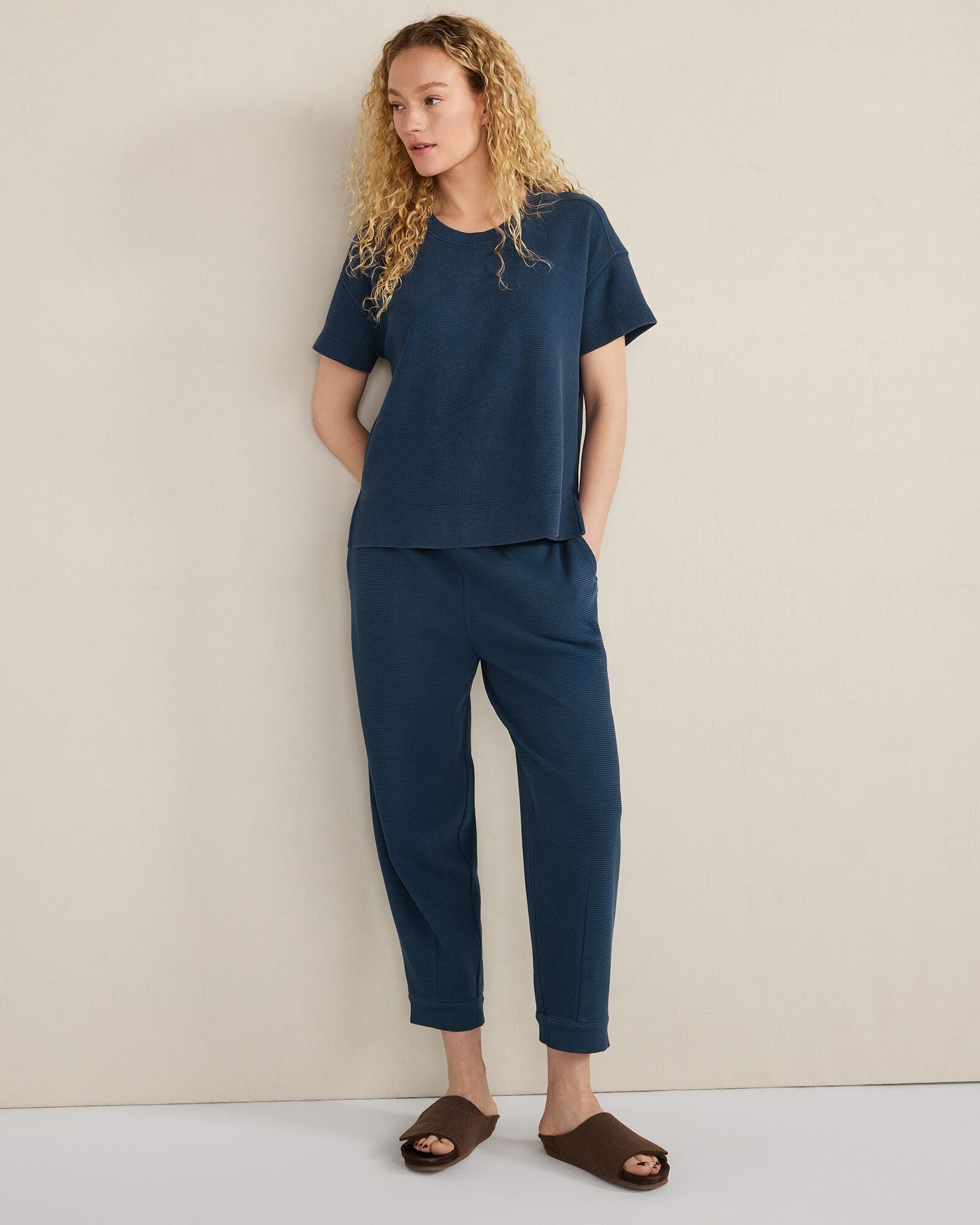 GARMENT DYE TWILIGHT ORGANIC COTTON WAFFLE CREWNECK TEE | Talbots sale