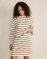 IVORY/DRIFTWOOD ORGANIC COTTON STRIPE SKIRT | Talbots sale