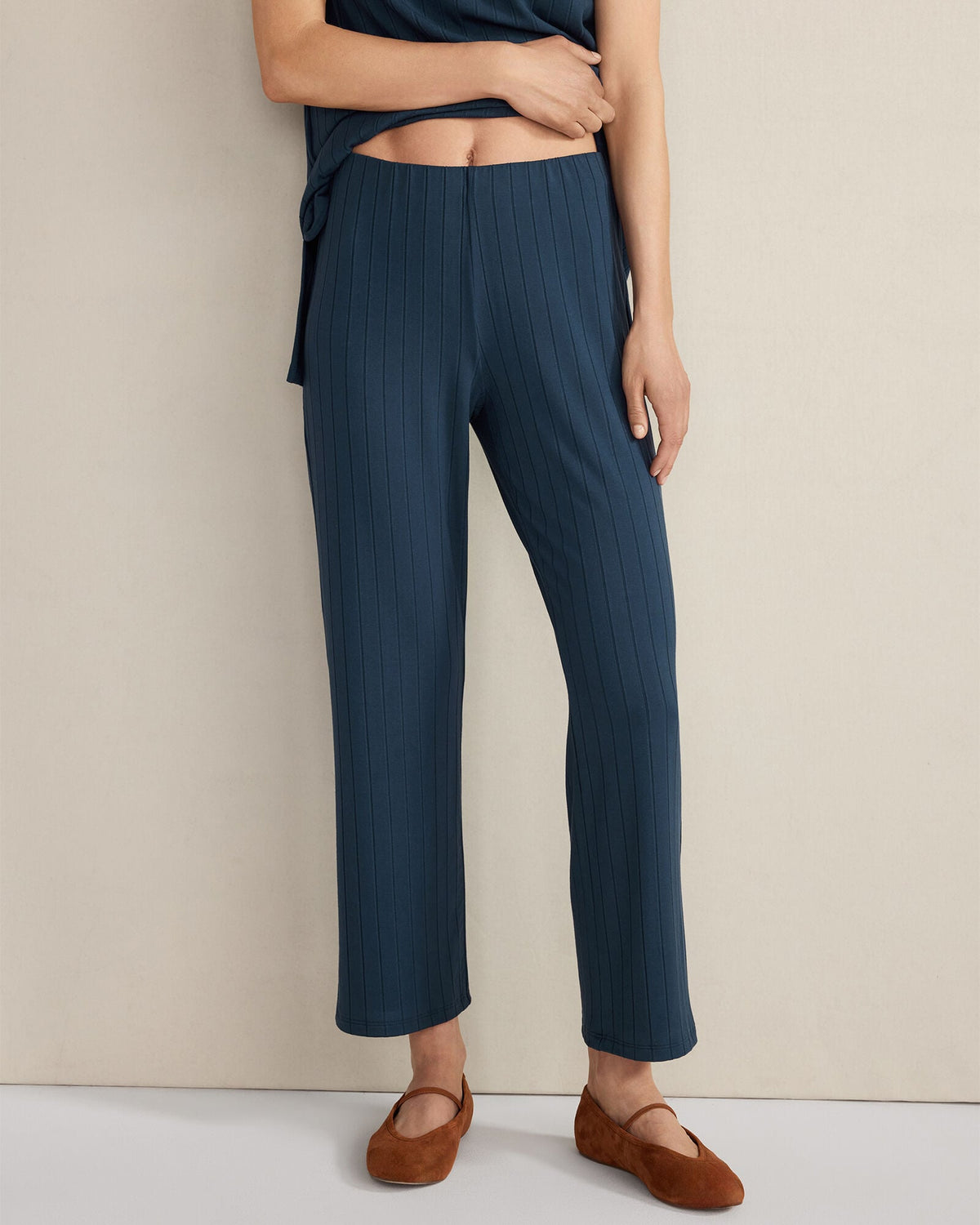 STEEL BLUE RIBBED KICK FLARE PANTS | Talbots outlet