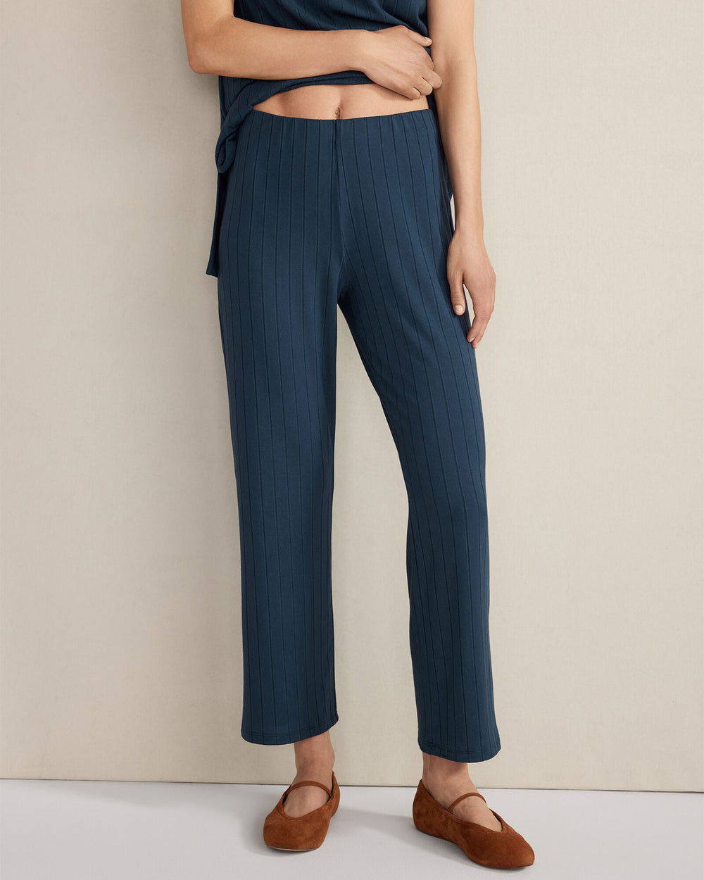 STEEL BLUE RIBBED KICK FLARE PANTS | Talbots sale