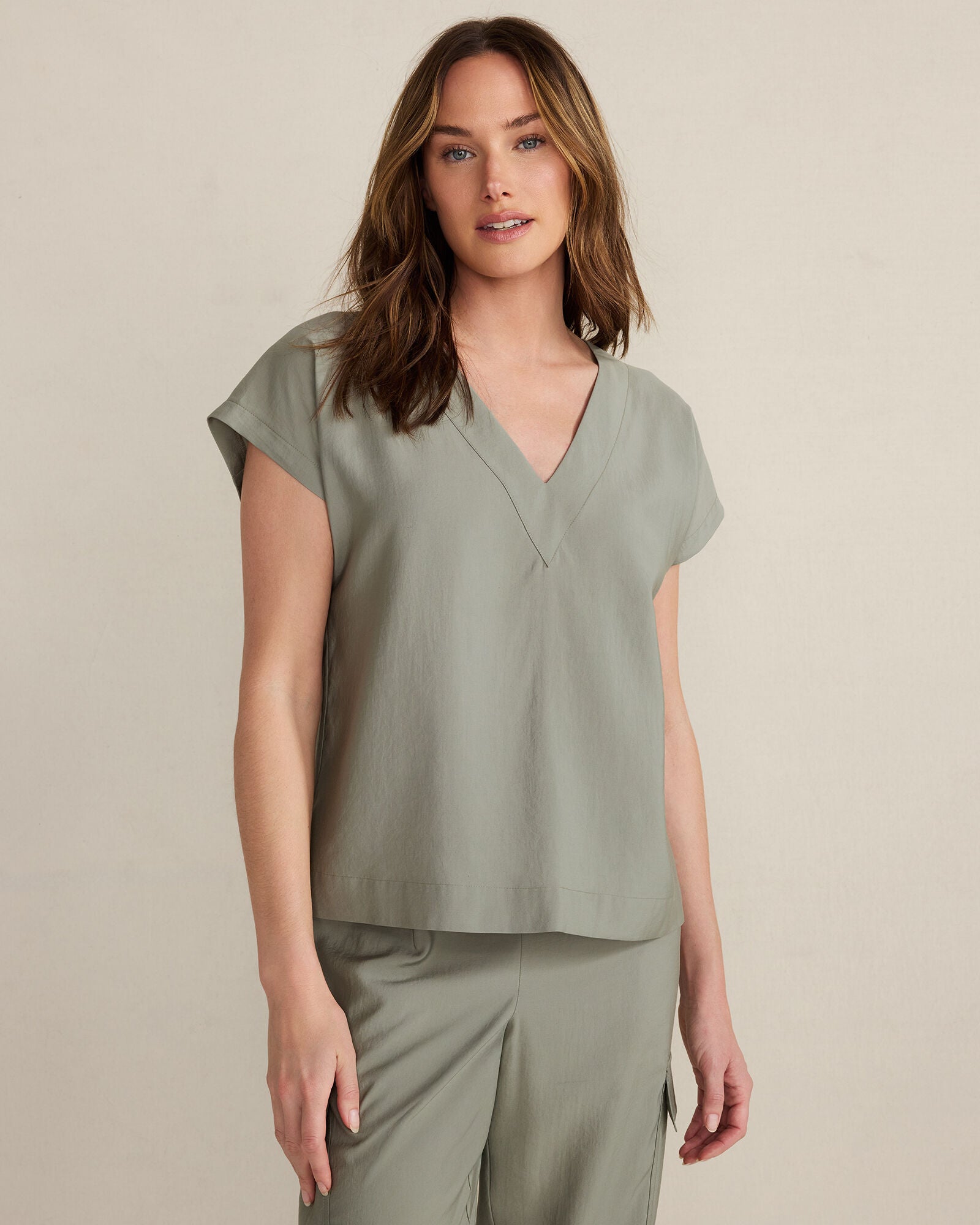 FULL MOON|VETIVER LUXE MODAL V-NECK TOP | Talbots discount