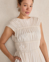 FRESHWATER PEARL COTTON VOILE ROUCHED MAXI DRESS | Talbots outlet