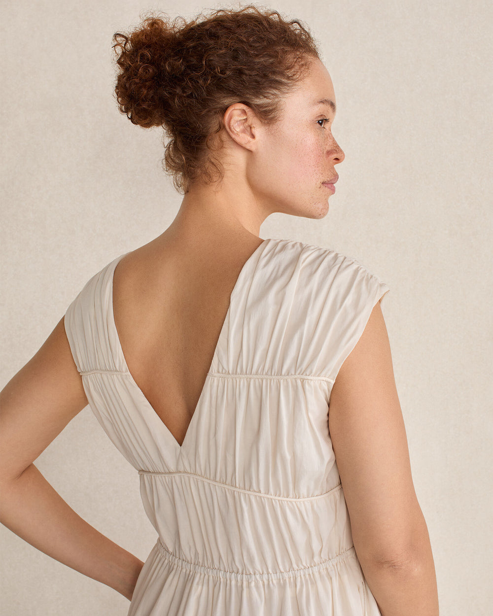FRESHWATER PEARL COTTON VOILE ROUCHED MAXI DRESS | Talbots outlet