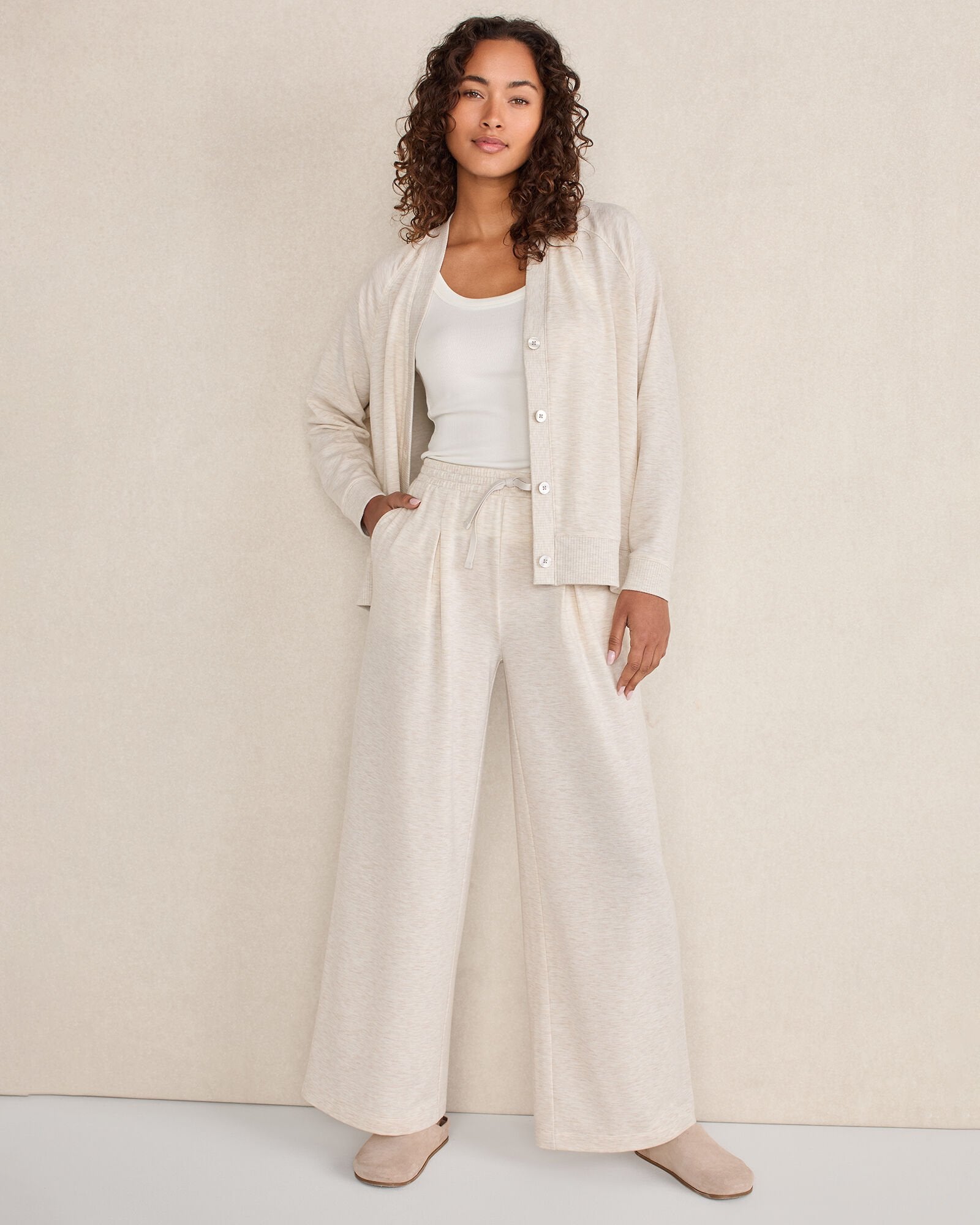 ENOKI HTHR LIGHTWEIGHT FLEECE PLEATED PANTS | Talbots sale
