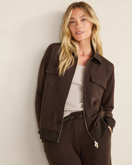 JAVA|TAUPE HEATHER FLEECE COLLARED JACKET | Talbots discount