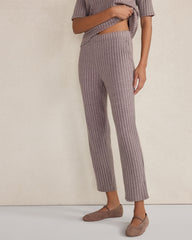 BLACKCURRANT HTHR|FOG HTHR WIDE RIB KNIT TAPERED PANTS | Talbots on sale