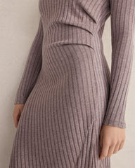 BLACKCURRANT HTHR|FOG HTHR WIDE RIB KNIT DRAPEY MIDI DRESS | Talbots outlet