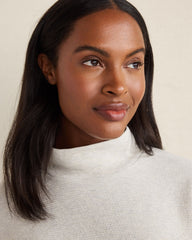 FULL MOON HTHR COTTON BLEND OTTOMAN RIB MOCK NECK TOP | Talbots on sale