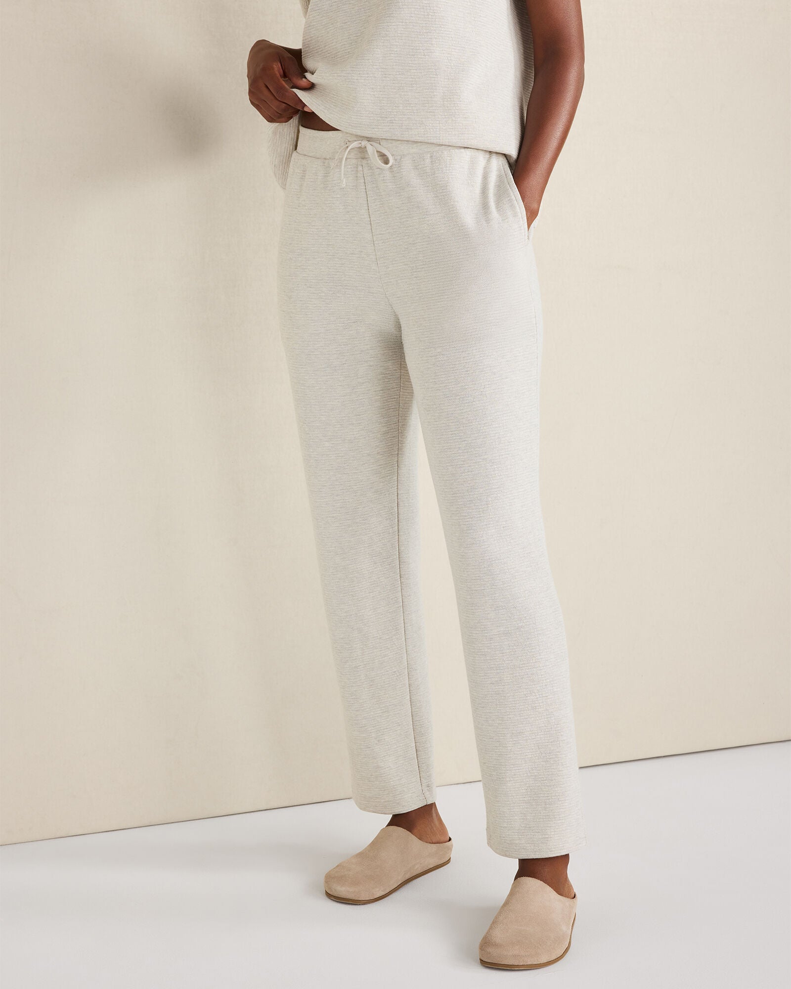 FULL MOON HTHR COTTON BLEND OTTOMAN RIB PANTS | Talbots discount
