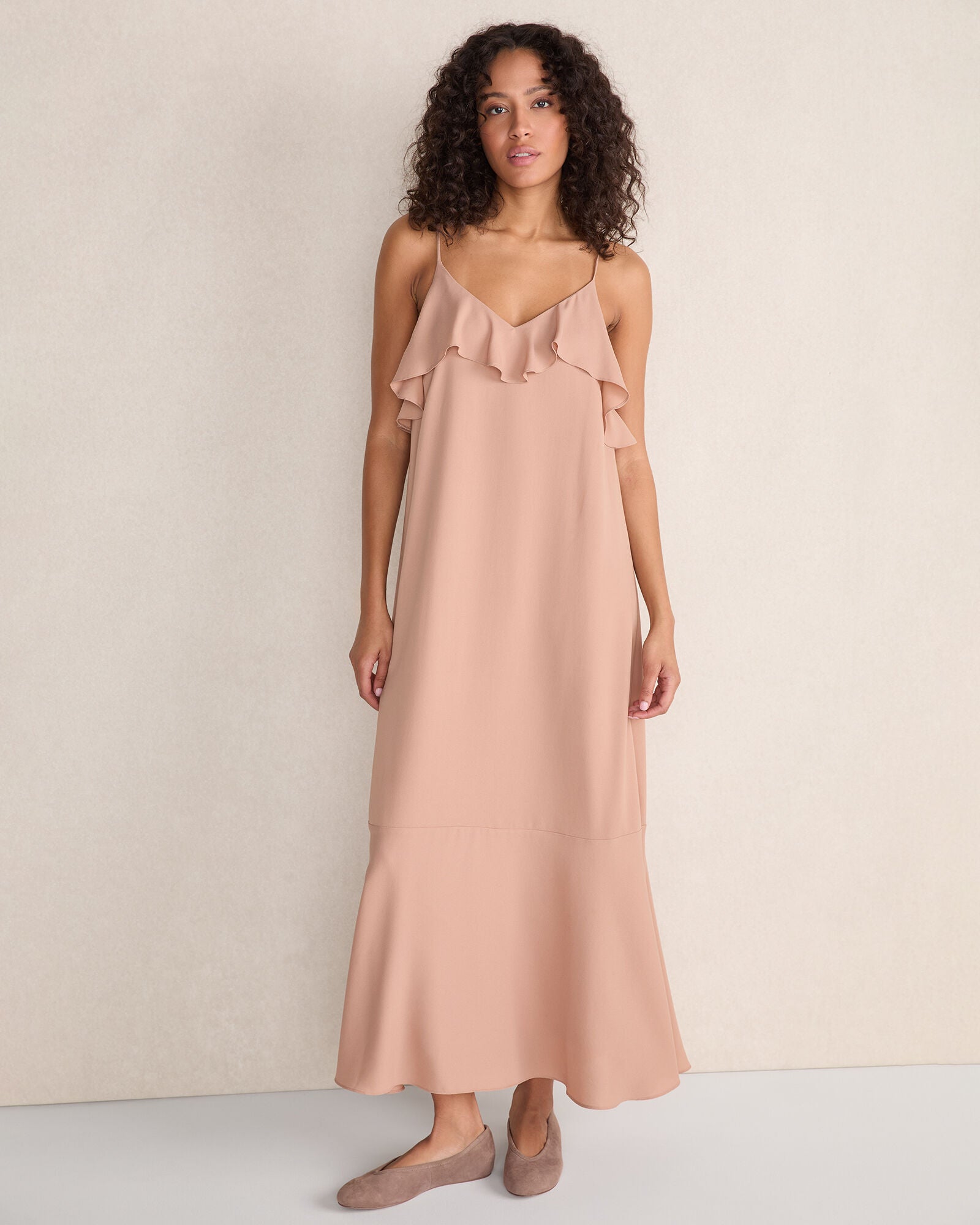 BLACKCURRANT|COLORADO CLAY GEORGETTE FLOUNCE MAXI DRESS | Talbots discount
